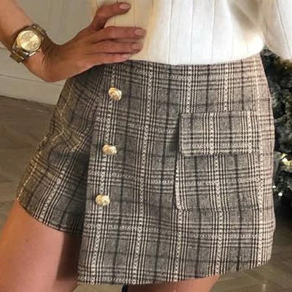 PLAID HIGH WAIST SKIRTS